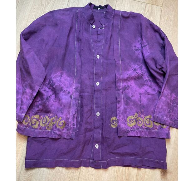 Shirin Guild Purple Linen Button Down Shirt – Hand Dyed – Size S - Picture 1 of 4
